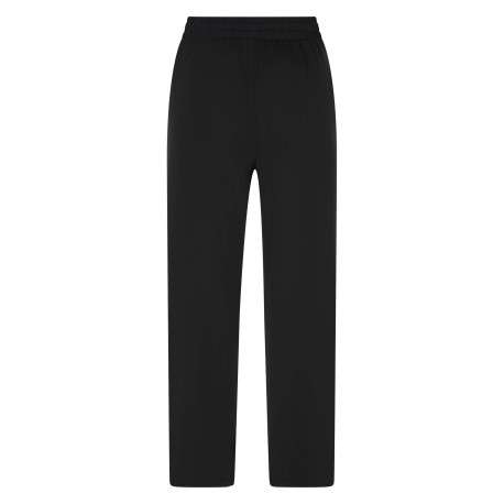 Pantalon noir uni pourvu d'une coupe large et d'une taille élastiquée - Image 2