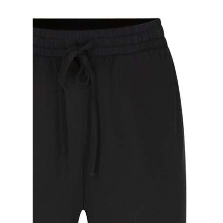 Pantalon noir uni pourvu d'une coupe large et d'une taille élastiquée - Image 3