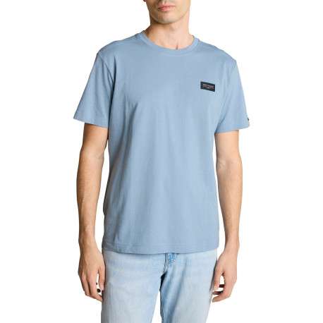 T-shirt en coton ciel uni avec une coupe droite et un col rond - Image 3