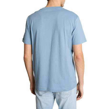 T-shirt en coton ciel uni avec une coupe droite et un col rond - Image 4