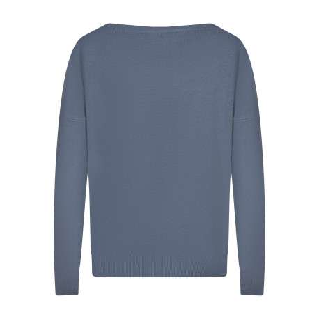 Pull bleu uni pourvu d'une coupe droite et de manches longues - Image 2