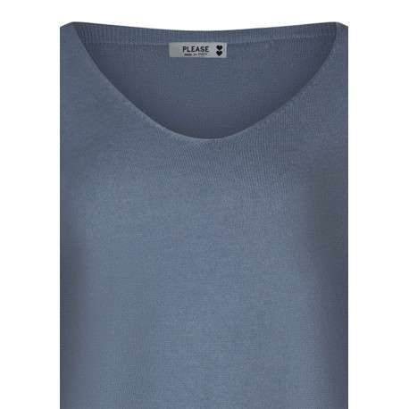 Pull bleu uni pourvu d'une coupe droite et de manches longues - Image 3