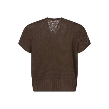 Gilet brun uni pourvu de manches courtes et d'une coupe droite - Image 2