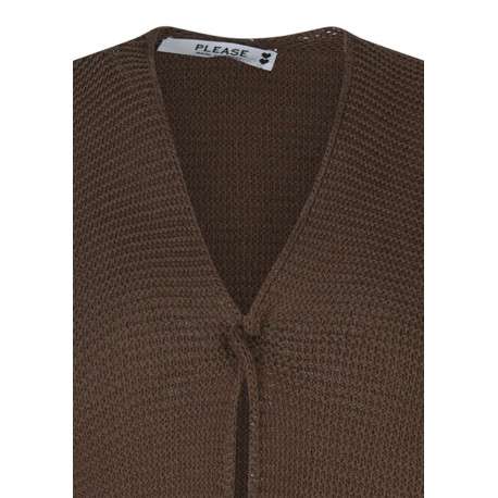 Gilet brun uni pourvu de manches courtes et d'une coupe droite - Image 3
