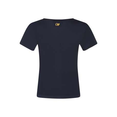 T-shirt marine uni pourvu d'une coupe ajustée et des manches courtes - Image 2