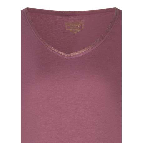T-shirt brique uni pourvu d'une coupe droite et manches courtes - Image 3