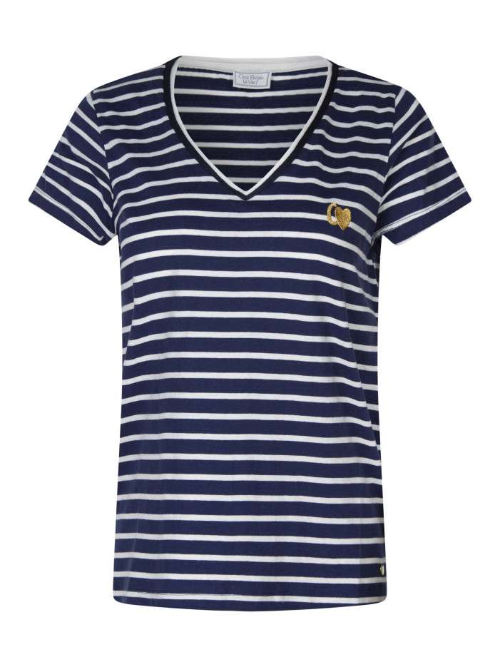 T-shirt en coton marine à...