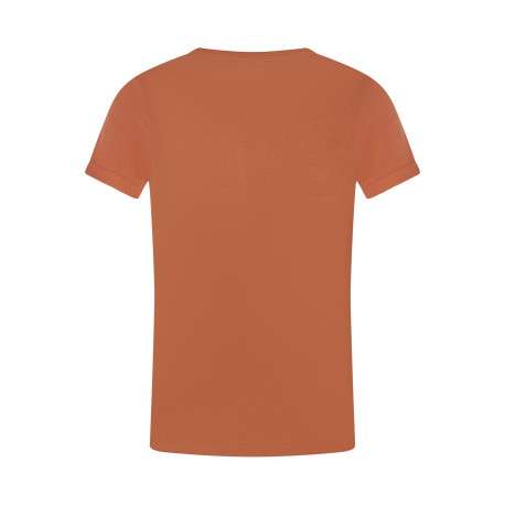 T-shirt en coton brique uni pourvu d'un col rond et des manches courtes - Image 2