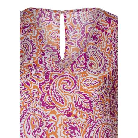 Blouse orange à motifs avec une coupe droite et un col en V - Image 3