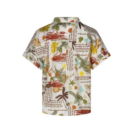 Chemisier en coton écru à motifs avec une coupe droite et un col chemise - Image 2
