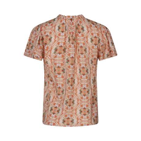 Blouse écrue florale pourvue d'une coupe droite et des manches courtes - Image 2