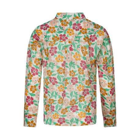 Chemisier en coton multicolore à motifs avec une coupe droite et un col chemise - Image 2