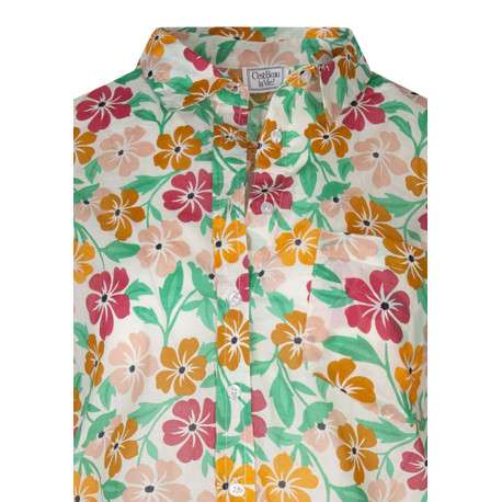 Chemisier en coton multicolore à motifs avec une coupe droite et un col chemise - Image 3