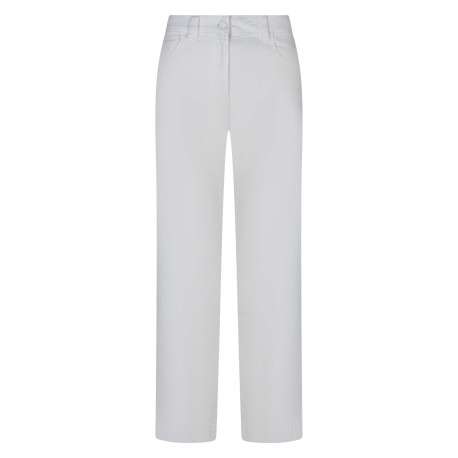 Pantalon en coton blanc uni avec une coupe large et de multiples poches