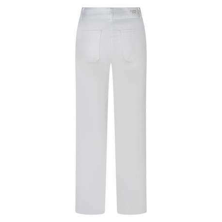 Pantalon en coton blanc uni avec une coupe large et de multiples poches - Image 2