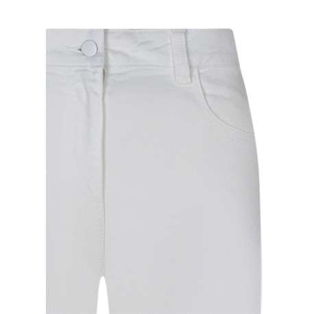 Pantalon en coton blanc uni avec une coupe large et de multiples poches - Image 3