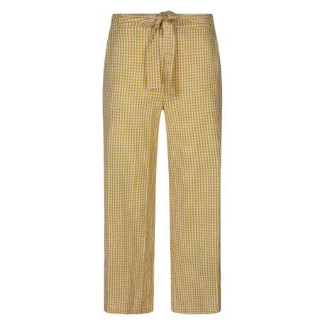 Pantalon chino en coton jaune imprimé pourvu d'une coupe large