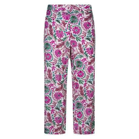 Pantalon chino en coton fuchsia floral pourvue d'une coupe large