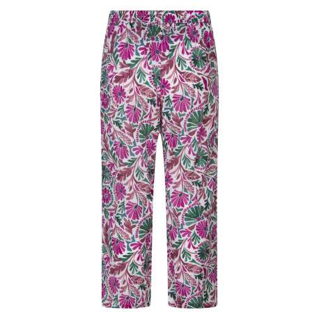 Pantalon chino en coton fuchsia floral pourvue d'une coupe large - Image 2