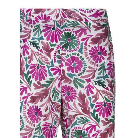 Pantalon chino en coton fuchsia floral pourvue d'une coupe large - Image 3