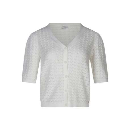 Gilet en coton blanc uni avec une coupe droite et un col en V