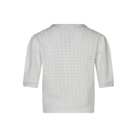 Gilet en coton blanc uni avec une coupe droite et un col en V - Image 2