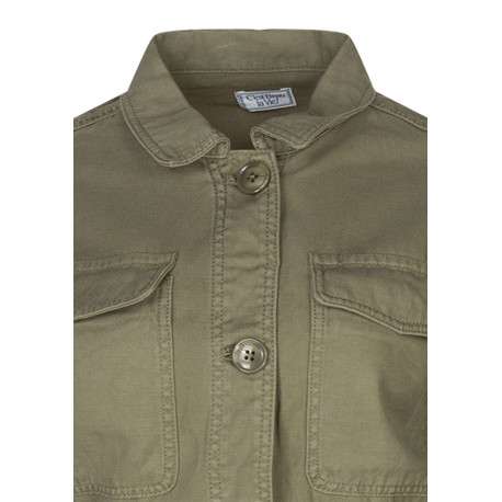 Blouson kaki uni pourvu d'une coupe droite et d'un col chemise - Image 3