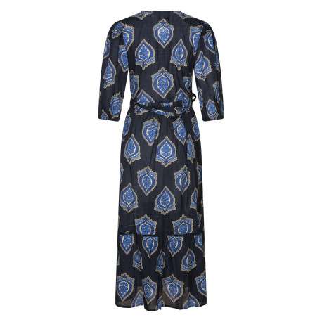 Robe longue en coton marine imprimée pourvue d'une coupe large - Image 2