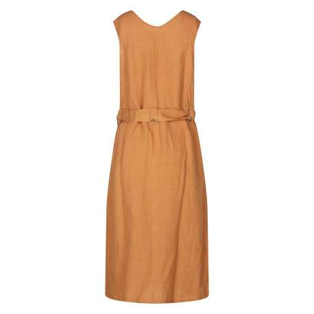 Robe longue brique unie pourvue d'une coupe large et d'un décolleté en V - Image 2