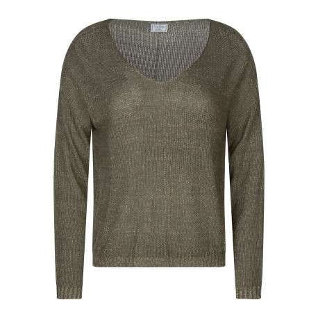 Pull kaki uni pourvu d'une coupe droite et des manches longues