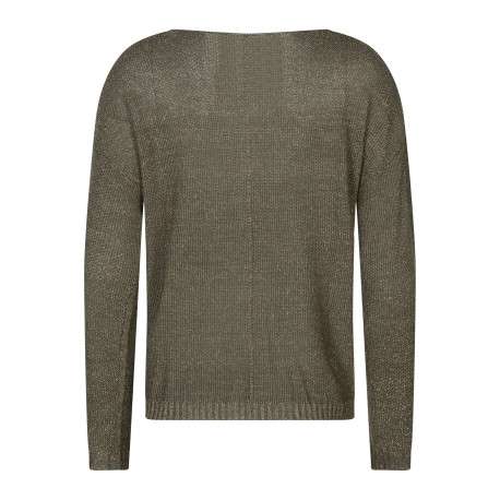 Pull kaki uni pourvu d'une coupe droite et des manches longues - Image 2