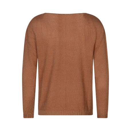 Pull brique uni pourvu d'une coupe droite et des manches longues - Image 2