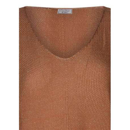 Pull brique uni pourvu d'une coupe droite et des manches longues - Image 3