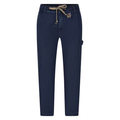 Jean en coton mélangé indigo pourvu d'une coupe large et de multiples poches