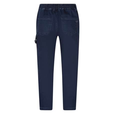 Jean en coton mélangé indigo pourvu d'une coupe large et de multiples poches - Image 2