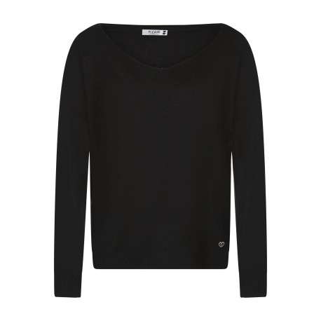 Pull noir uni pourvu d'une coupe droite et de manches longues