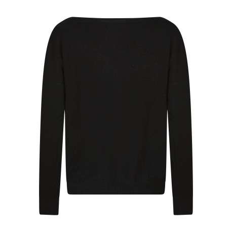 Pull noir uni pourvu d'une coupe droite et de manches longues - Image 2