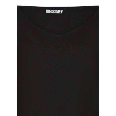 Pull noir uni pourvu d'une coupe droite et de manches longues - Image 3