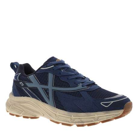 Baskets running en mesh bleu marine à semelle plate et à lacets - Image 3