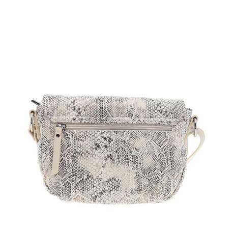 Sac bandouliere beige animalier avec un zip et un rabat pression - Image 3