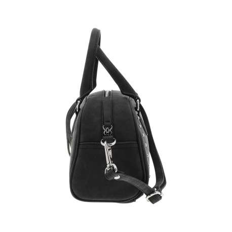 Sac porte-main noir uni pourvu de strass sur le pourtour avec des anses - Image 2