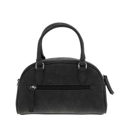 Sac porte-main noir uni pourvu de strass sur le pourtour avec des anses - Image 3