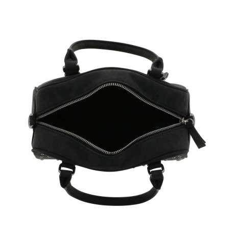 Sac porte-main noir uni pourvu de strass sur le pourtour avec des anses - Image 4