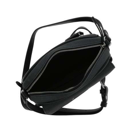 Sac besace/bandoulière noir uni avec une poche à fermeture rabat sur l'avant - Image 4