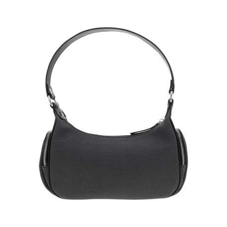 Sac porté épaule noir uni avec une poche à rabat pression à l'avant - Image 3