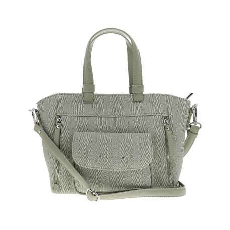 Sac porté épaule vert d'eau uni avec des anses et une poche à rabat à l'avant