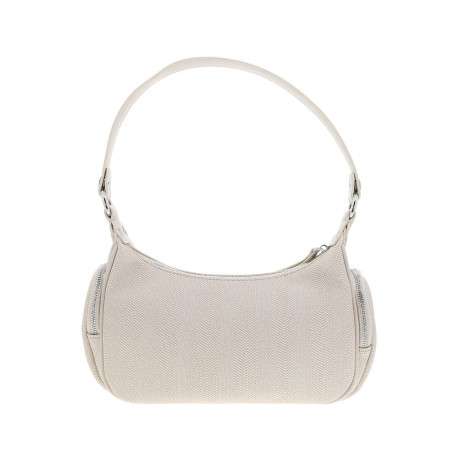 Sac porté épaule beige uni avec une poche à rabat pression à l'avant - Image 3