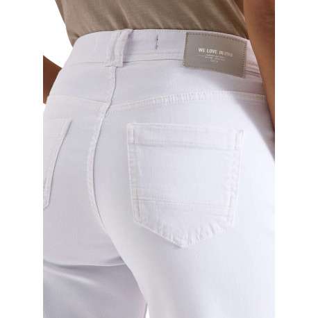 Pantalon en coton mélangé blanc uni pourvu d'une coupe droite - Image 7