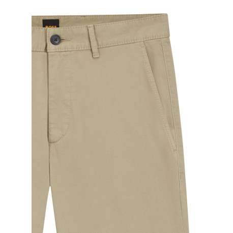 Pantalon chino en coton beige uni pourvu d'une coupe slim et de mutliples poches - Image 2