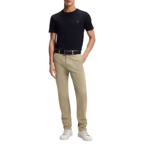 Pantalon chino en coton beige uni pourvu d'une coupe slim et de mutliples poches - Image 3